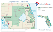 Map of Florida's 16th congressional district with the boundaries from 2003 to 2013