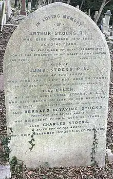 Family grave of Lumb Stocks in Highgate Cemetery (west side)