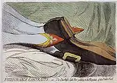 Fashionable Contrasts;—or—The Duchess's little Shoe yeilding  [sic] to the Magnitude of the Duke's Foot (1792)