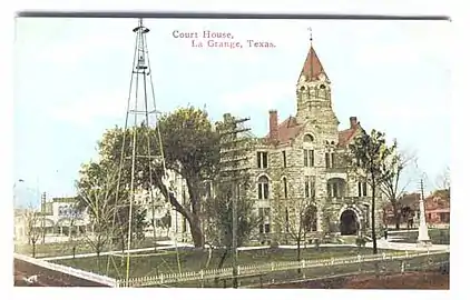 Courthouse facade shown on postcard from c. 1910