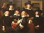 The six regents and the beadle of the Nieuwezijds Huiszittenhuis in Amsterdam, painted by Ferdinand Bol in 1657