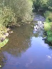 The Lugton Water near Fergushill and the old Waggonway Bridge.