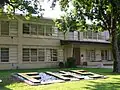 "FHS" carved in shrubbery at Ferriday High School