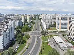 Praga-Południe, the most densely populated district of Warsaw (8,839 people/km²), is composed mainly of apartment blocks built during the times of the Polish People's Republic.