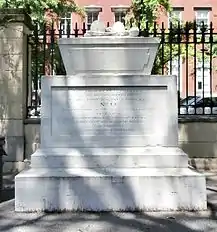 The Firemen's Memorial (1834),a marble sarcophagus commemorating two men of Eagle Fire Company #13 who died on their first day of duty when a building fell on them.