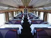 Inside the Queen Adelaide Restaurant (DF Gold Class Dining Car).