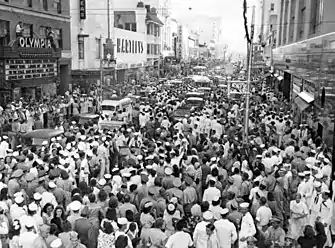 Image 34Soldiers and crowds in Downtown Miami 20 minutes after Japan's surrender ending World War II (1945). (from History of Florida)