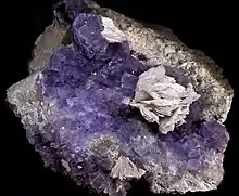 Fluorite with baryte, from Berbes Mine, Berbes Mining area, Ribadesella, Asturias, Spain