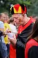 Supporter of the Belgian national football team in Belgium, before their 2018 World Cup semi-final match against France