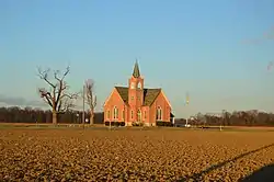 Fields and the former Grace United Methodist Church