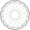 Foster graph colored to highlight various cycles.