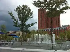 Fountain near visitor center in Inner Harbor