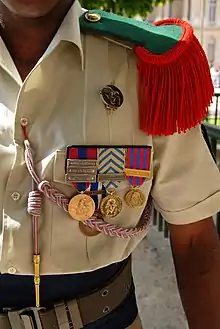 Red and green epaulette of the French Foreign Legion