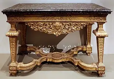 Pier table; 1685–1690; carved, gessoed, and gilded wood, with a marble top; 83.6 × 128.6 × 71.6 cm; Art Institute of Chicago, US