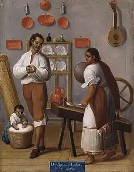 De Chino, e India. Genizara. "From Indian and African Mixed father, and Indian mother. Genizara." by Francisco Clapera