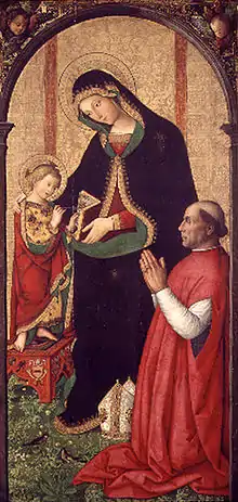 Madonna and Child with a Bishop. Pinturicchio.