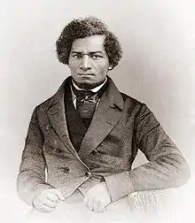 A black and white picture of the Frederick Douglass