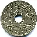 1917 French coin with integrated hole