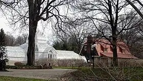 The greenhouse and playhouse at the Frick Art & Historical Center, built in 1897, in the Point Breeze neighborhood of Pittsburgh, Pennsylvania.