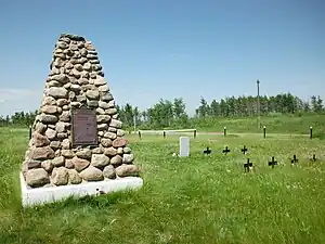 Frog Lake National Historic Site cairn and plaque