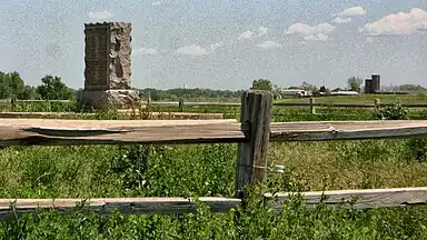 Historical marker at the site of Fort Saint Vrain