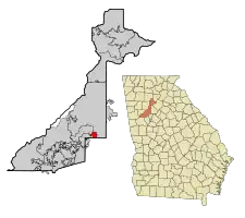 Location in Fulton County and the state of Georgia