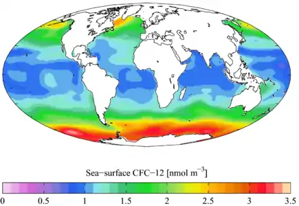 1990s sea surface CFC-12 concentration