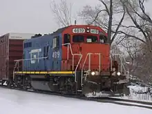 This GTW rebuilt GP9 4619 is heading south on the Kalamazoo spur in Kalamazoo, MI.