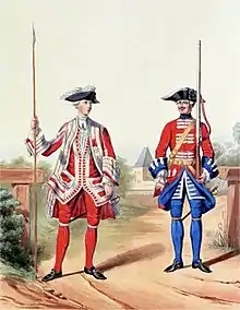 Officer and soldier of the Swiss Guards in French service, 1757