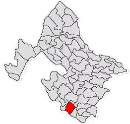 Location in Mehedinți County