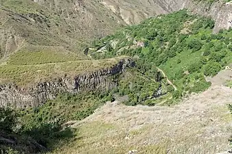 Panoramic view of Garni Gorge and the "Symphony of the Stones" basalt rock formations