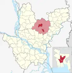 Location of Gazipur Sadar Upazila