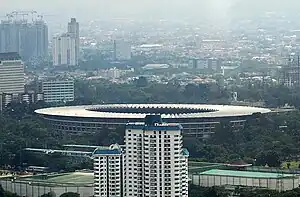 A view of the main stadium from the 46th floor of Wisma 46