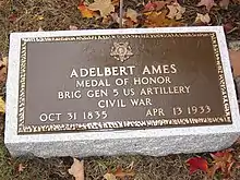 Ames' Medal of Honor plaque, installed in 2009