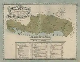 Map of the country roads through Halland in 1731.