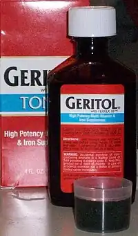 Bottle of Geritol with a child-resistant cap