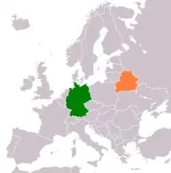 Map indicating locations of Belarus and Germany