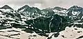 Left to rightː Gilpin Peak, Mt. Sneffels, Cirque Mountain, Teakettle Mountain.(Stony Mountain below Cirque). Looking north.