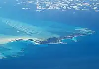 Great Harbour Cay from 38,000 ft (11,582 m). March 2010