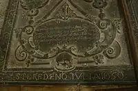 Heethuysen grave epitaph (Hofje founder in Haarlem who died July 6, 1650)