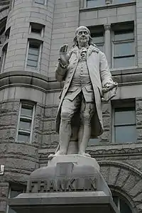 Benjamin Franklin (1889), Old Post Office Pavilion entrance, Pennsylvania Avenue NW, Washington, D.C.