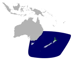 Map showing distribution of grey-faced petrels.