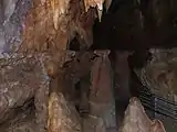 Speleothems width widening at certain height