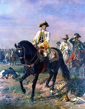 Painting of Austrian commander Ernst von Laudon on horseback, giving orders during the Battle of Kunersdorf