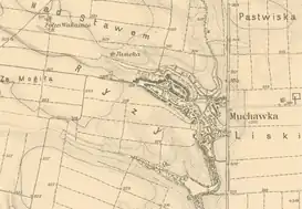 Mukhava on the topographic map of the Kingdom of Galicia and Volhynia in 1869-1887