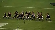 The All Blacks perform the Haka before a match