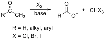 Haloform reaction scheme