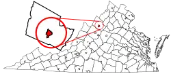 State map highlighting Harrisonburg