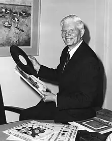 Hartman selecting records for the SABC broadcast