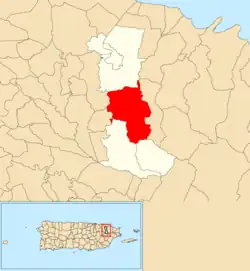 Location of Hato Puerco within the municipality of Canóvanas shown in red